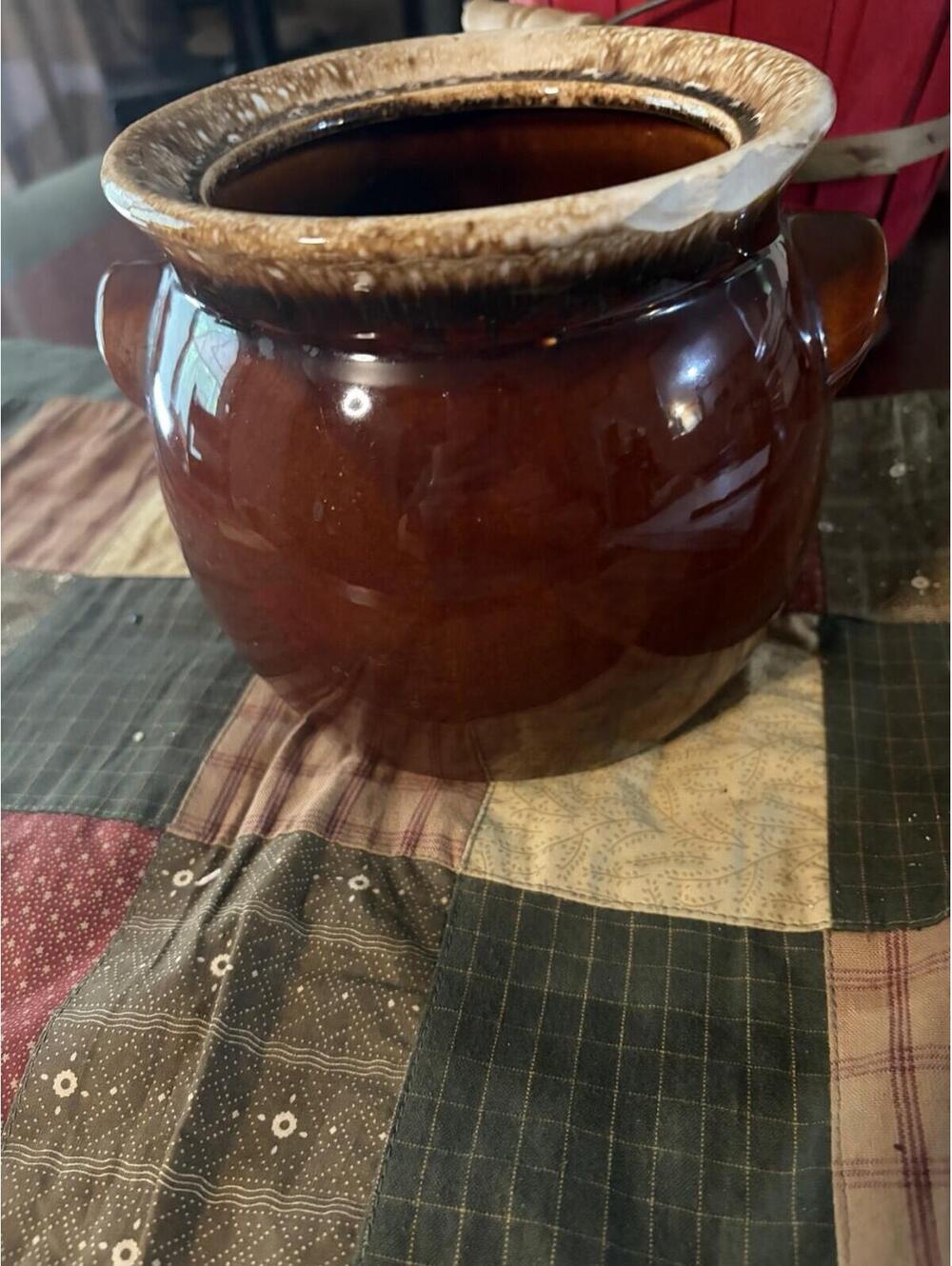 Hull Oven Proof Brown Ceramic Earthenware Jar With Handle USA